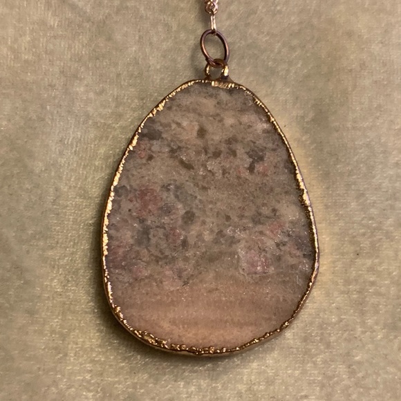 Large Quartz Pendant and Rose Gold Necklace NEW - Picture 6 of 13